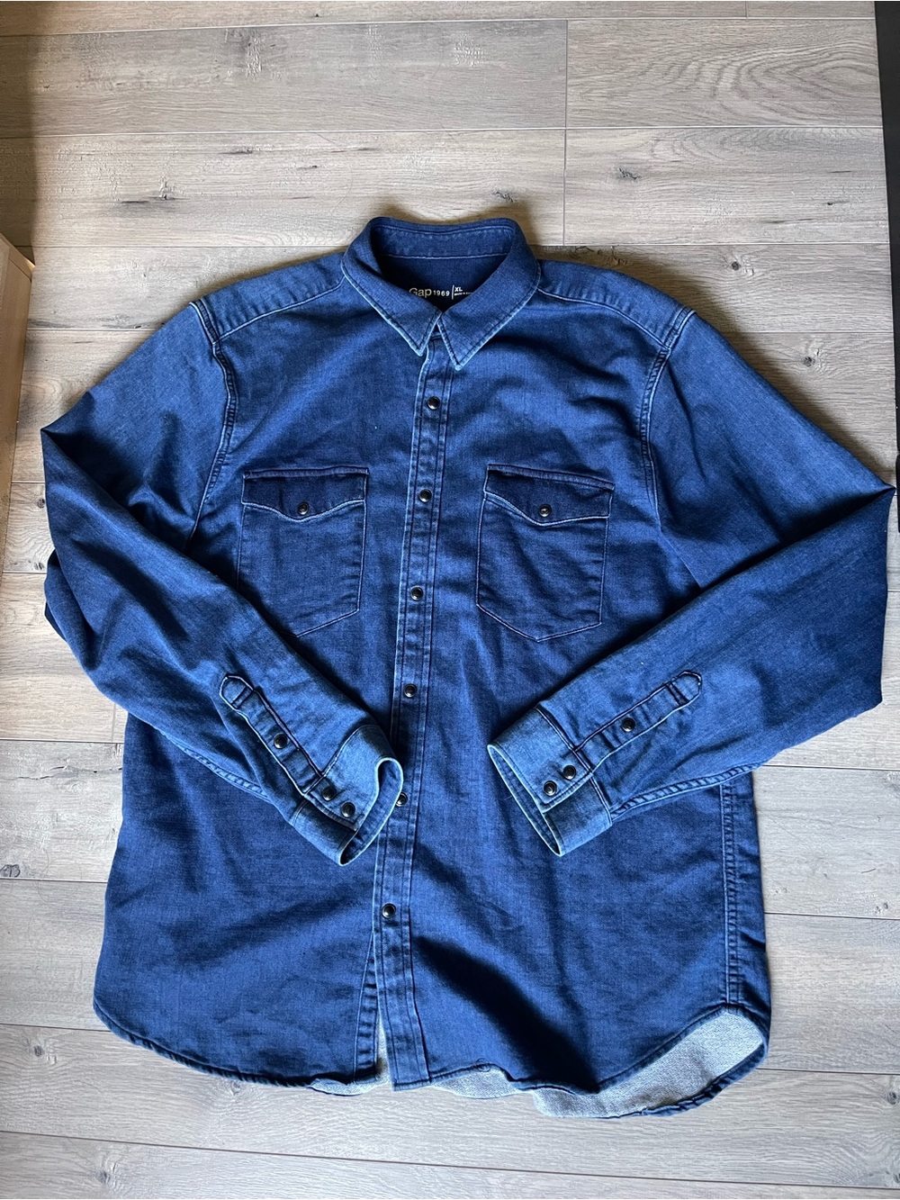 Gap thin soft dark blue denim shacket